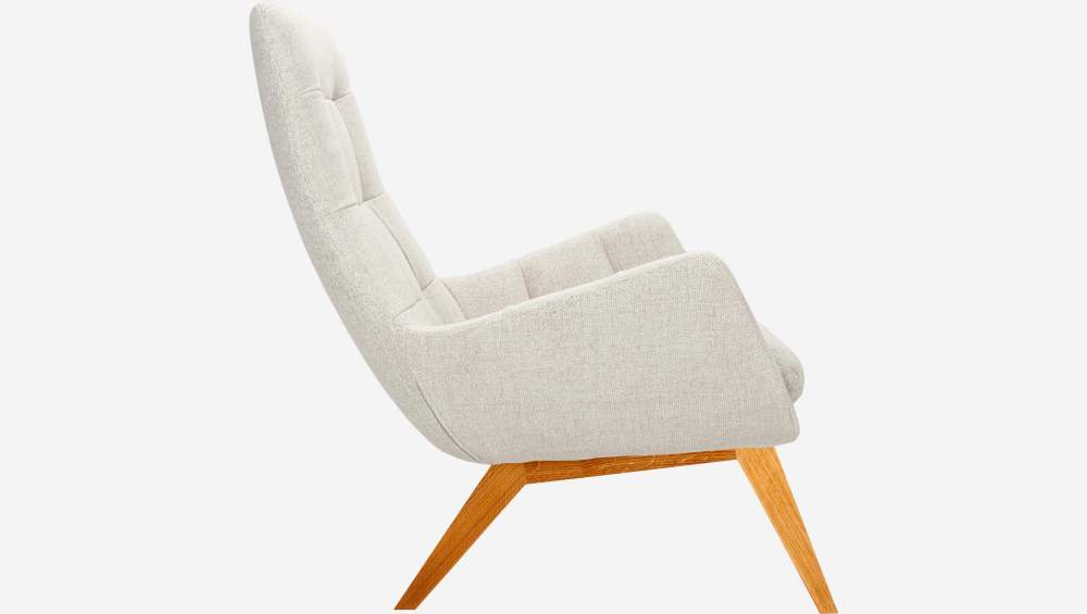 Fauteuil en tissu Lecce - Beige - Pieds chêne