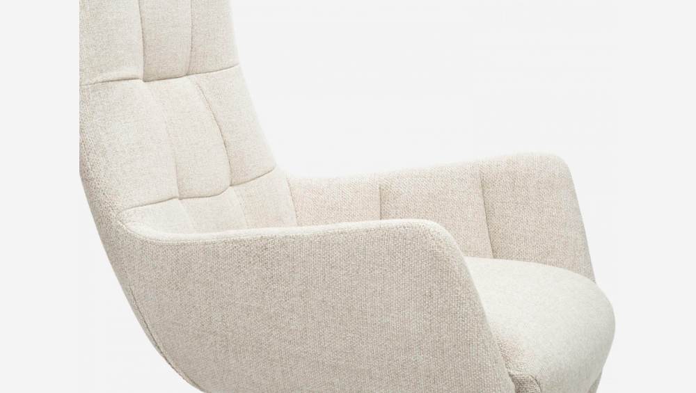 Fauteuil en tissu Lecce - Beige - Pieds chêne