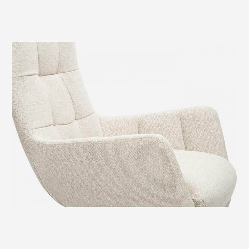 Fauteuil en tissu Lecce - Beige - Pieds chêne