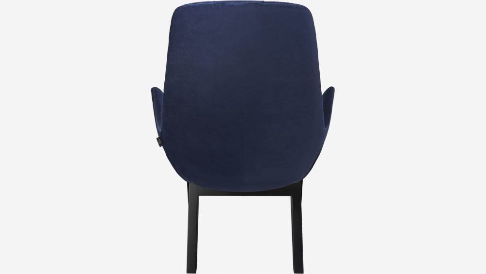 Fauteuil en velours - Bleu encre - Pieds noirs