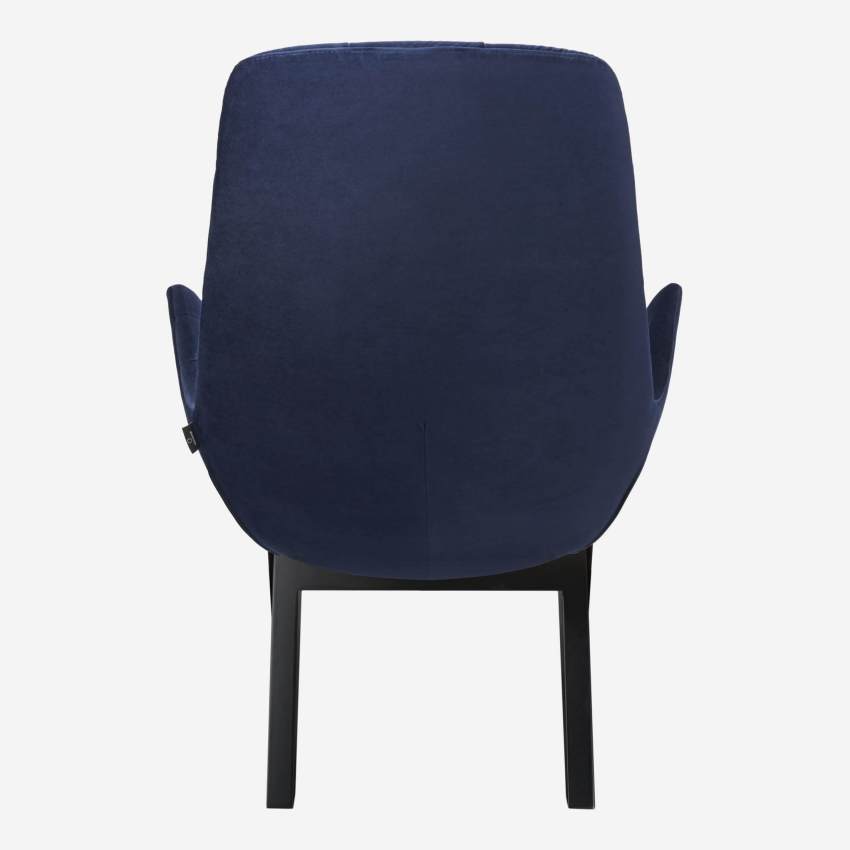 Fauteuil en velours - Bleu encre - Pieds noirs