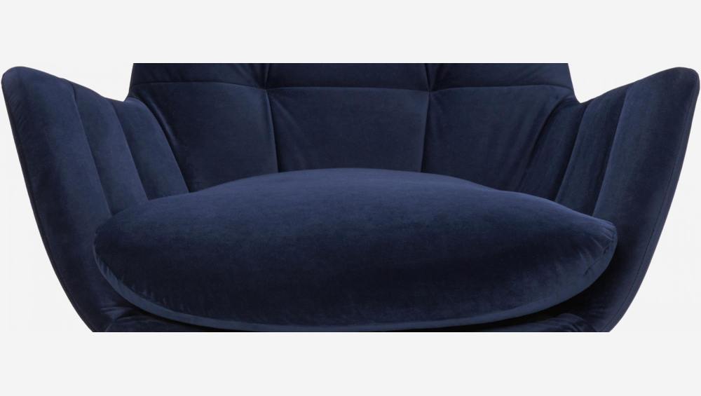 Fauteuil en velours - Bleu encre - Pieds noirs