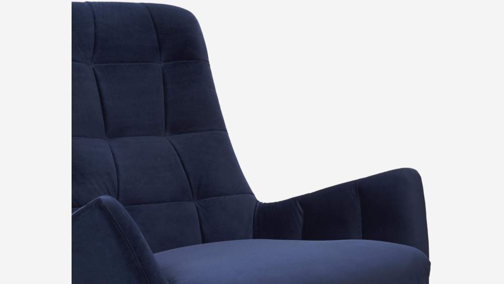 Fauteuil en velours - Bleu encre - Pieds noirs