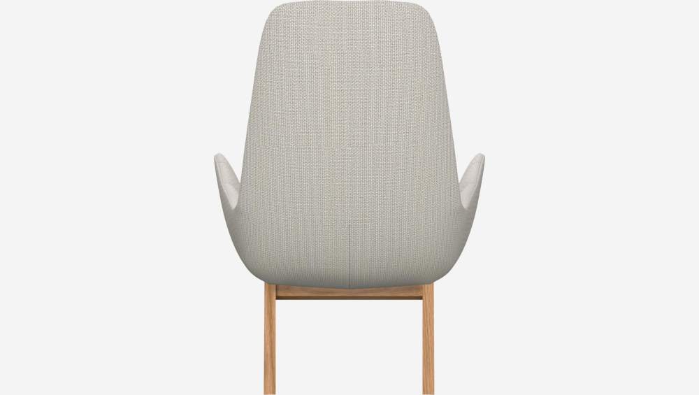 Fauteuil en tissu Fasoli - Blanc - Pieds chêne