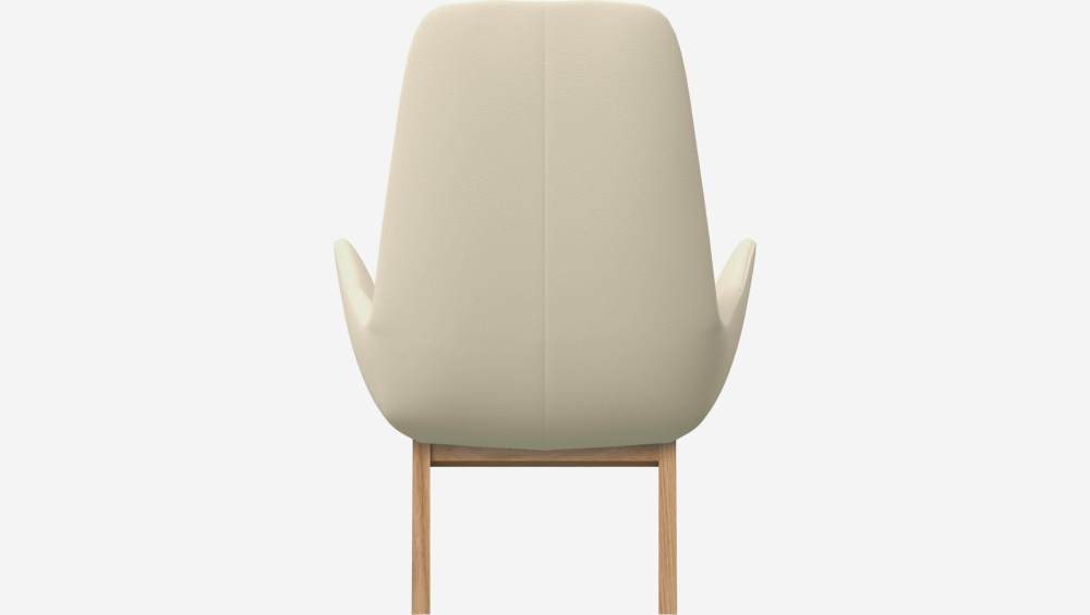 Fauteuil en cuir Savoy - Blanc albâtre - Pieds chêne