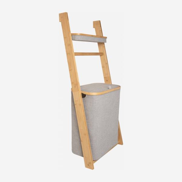 Etagère de salle de bain avec rangements en bambou - Gris chiné