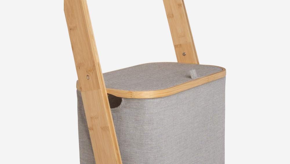 Etagère de salle de bain avec rangements en bambou - Gris chiné