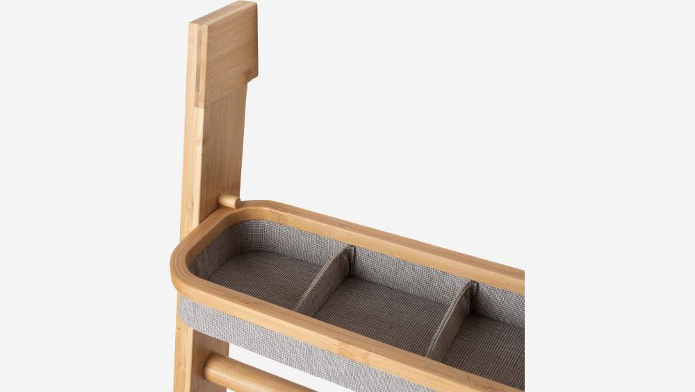 Etagère de salle de bain avec rangements en bambou - Gris chiné