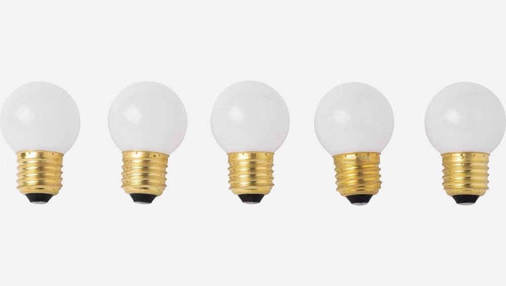 Set de 5 ampoules LED E27 pour guirlande d'extérieur - Blanc chaud