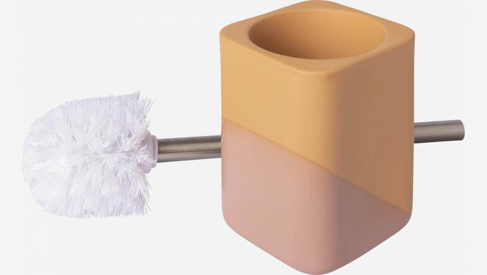 Brosse de toilettes en faïence - Orange et rose