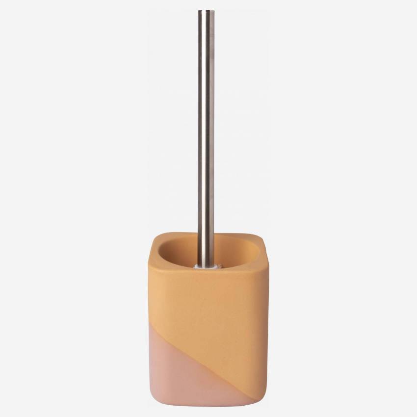 Brosse de toilettes en faïence - Orange et rose