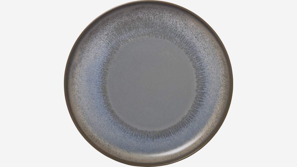 Assiette plate en grès - 26 cm - Bleu et marron