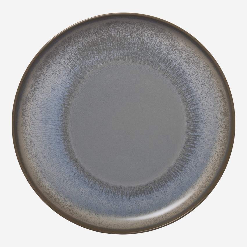 Assiette plate en grès - 26 cm - Bleu et marron