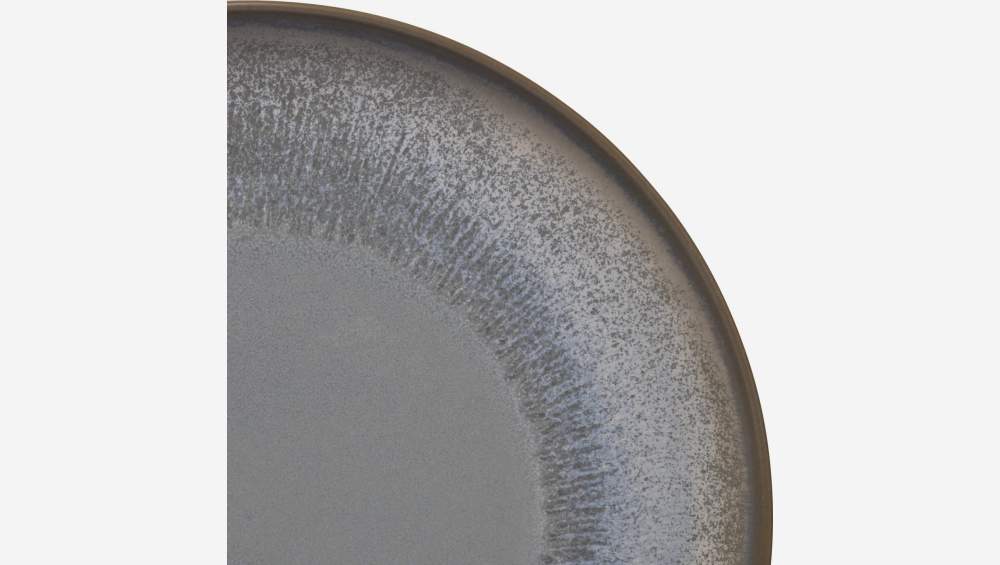 Assiette plate en grès - 26 cm - Bleu et marron