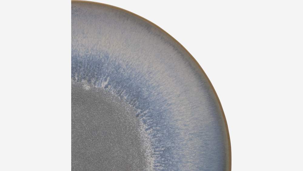 Assiette plate en grès - 25 cm - Bleu et marron