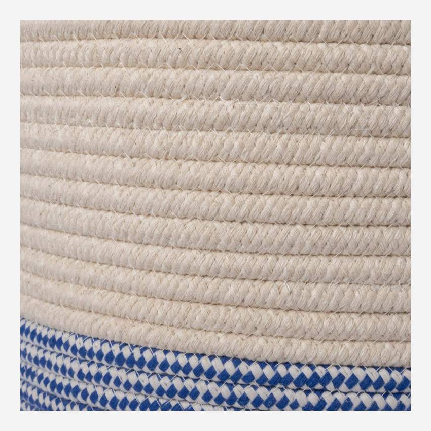 Panier de rangement en coton - 30 x 27 cm - Rayures bleues