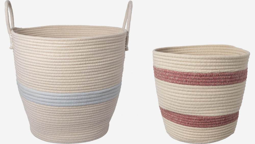 Lot de 2 paniers de rangement en coton - Multicolore