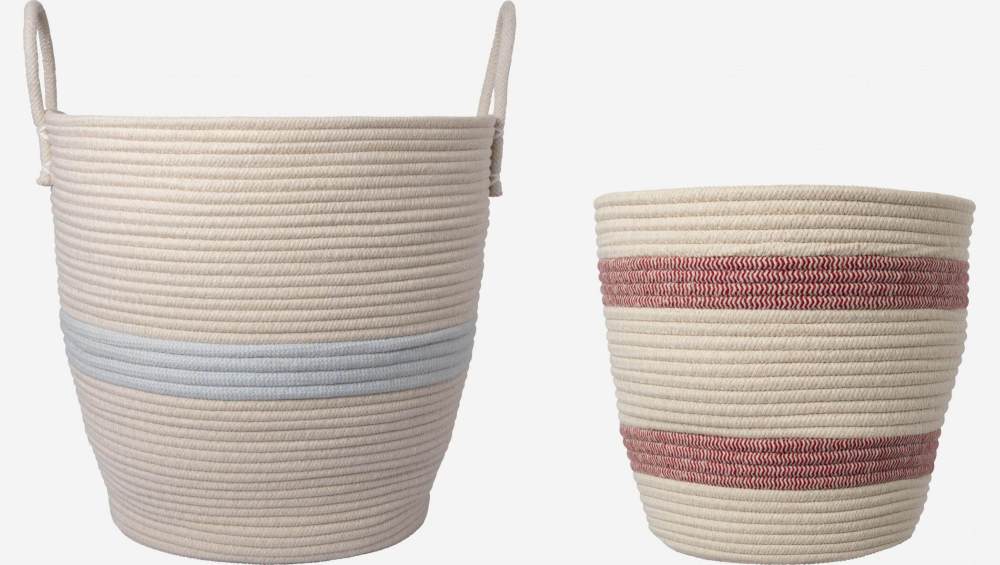 Lot de 2 paniers de rangement en coton - Multicolore