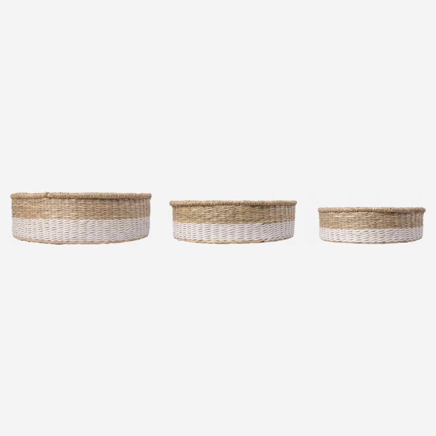 Lot de 3 paniers de rangement en jonc de mer - Naturel