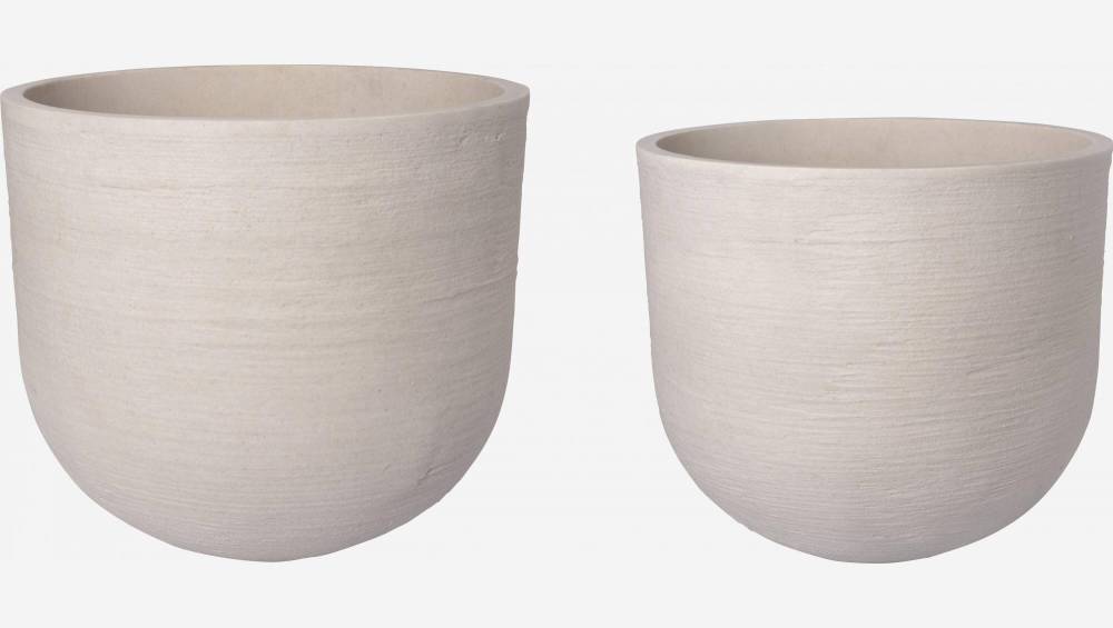 Lot de 2 cache-pots en ciment - Beige