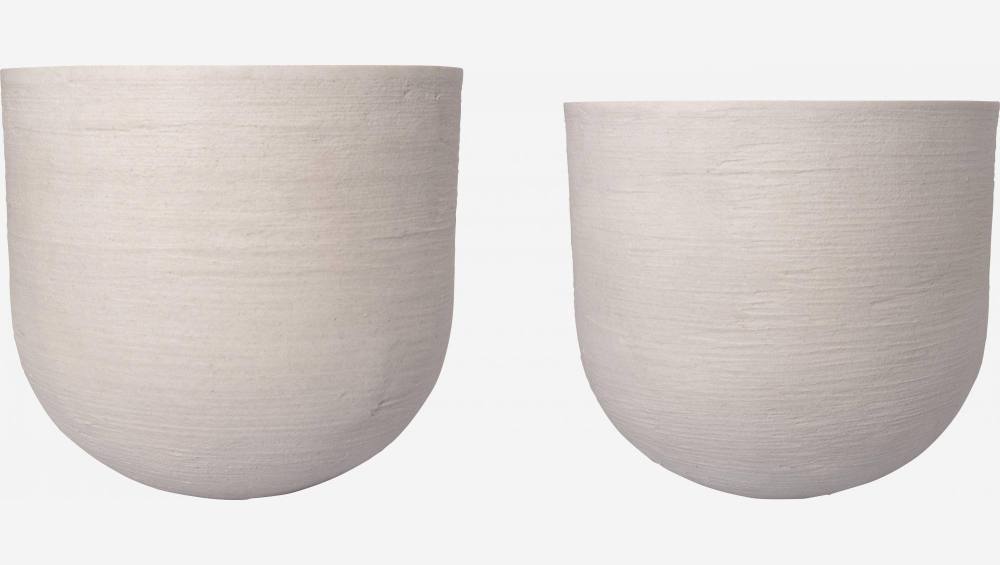 Lot de 2 cache-pots en ciment - Beige