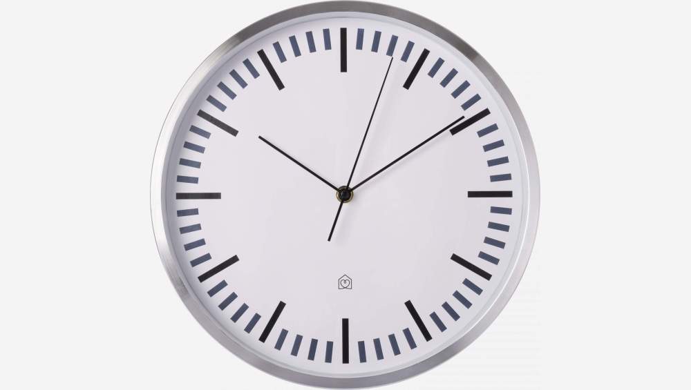 Horloge murale en aluminium - 31 cm - Argent