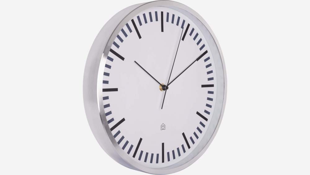 Horloge murale en aluminium - 31 cm - Argent