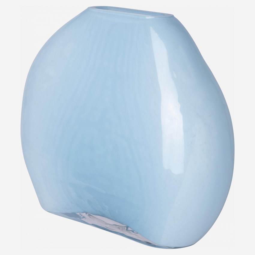 Vase en verre soufflé - 23 cm - Bleu