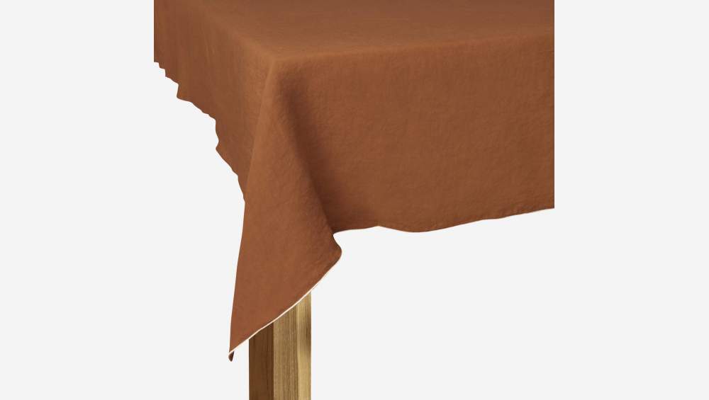 Nappe en lin - 150 x 250 cm - Marron caramel