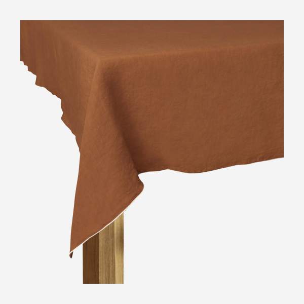 Nappe en lin - 150 x 250 cm - Marron caramel