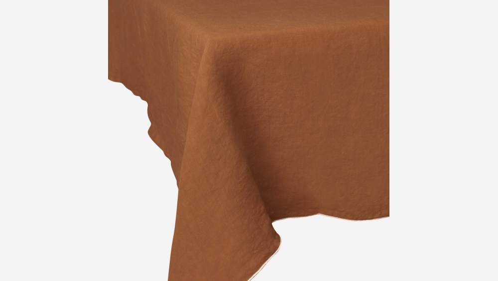 Nappe en lin - 150 x 250 cm - Marron caramel