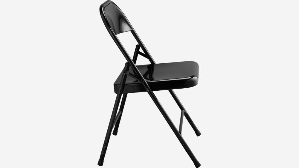 Chaise pliante noire en acier laqué