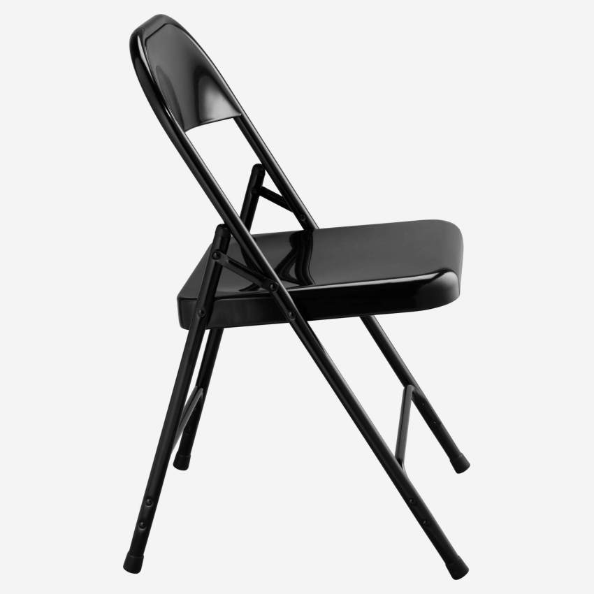 Chaise pliante noire en acier laqué