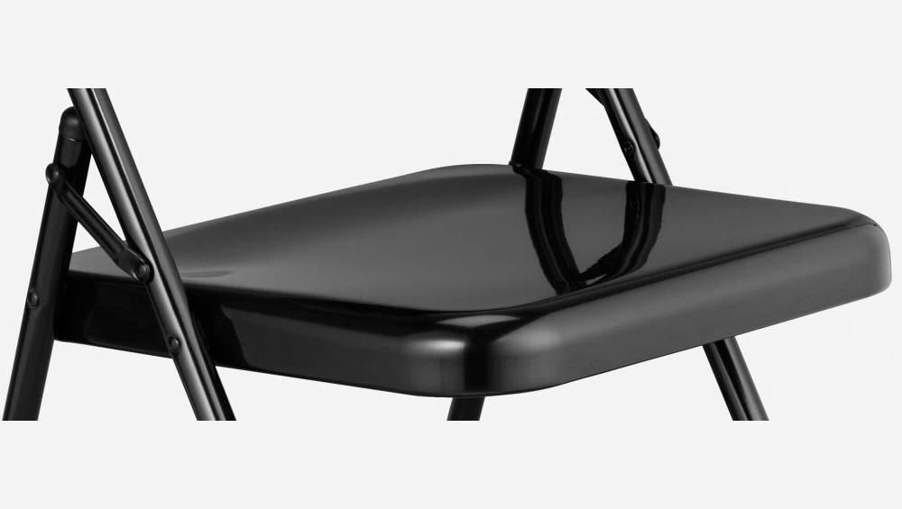 Chaise pliante noire en acier laqué