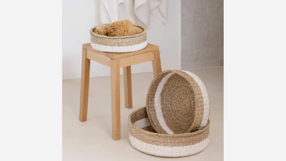 Panier de rangement en jonc de mer - 30 x 8 cm - Naturel