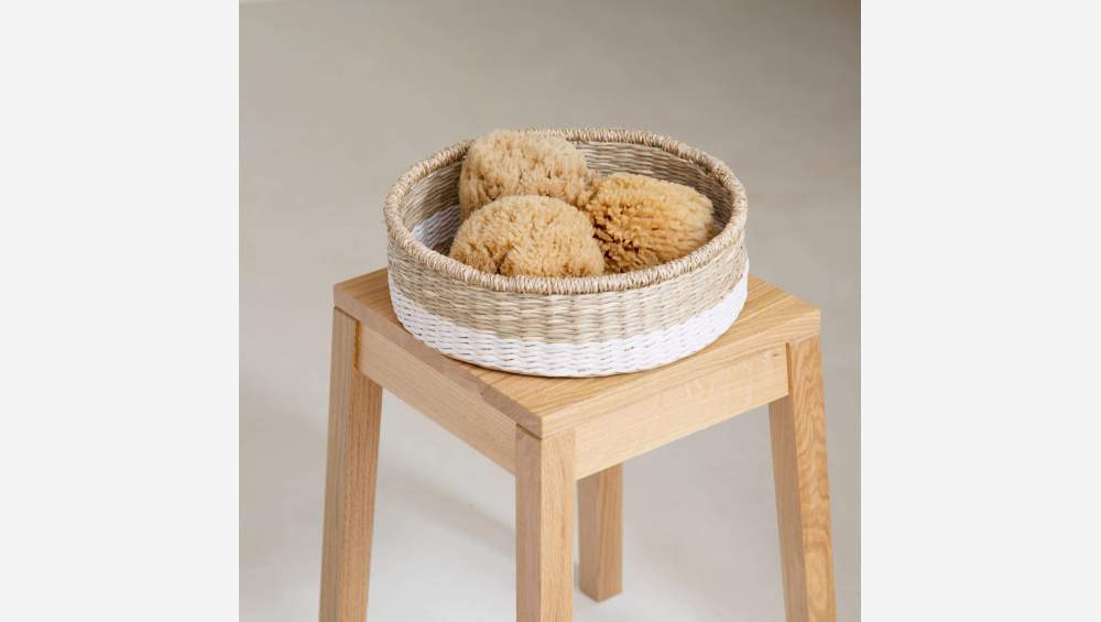 Panier de rangement en jonc de mer - 40 x12 cm - Naturel