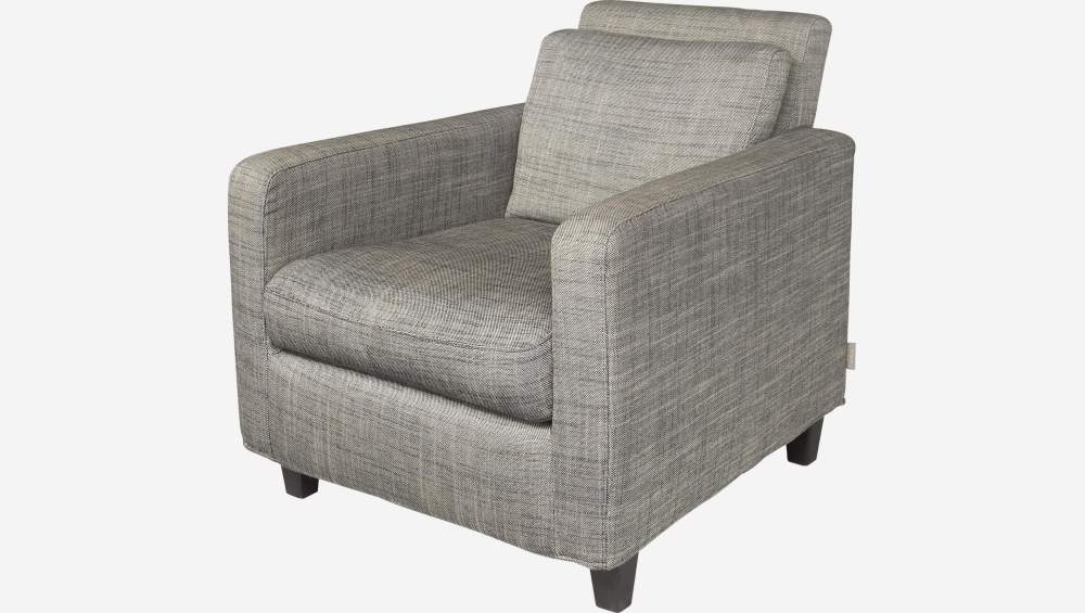 Fauteuil en tissu italien - Gris perle - Pieds noirs