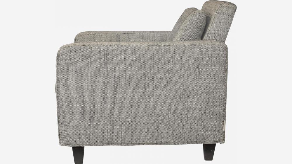 Fauteuil en tissu italien - Gris perle - Pieds noirs