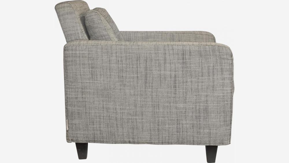 Fauteuil en tissu italien - Gris perle - Pieds noirs