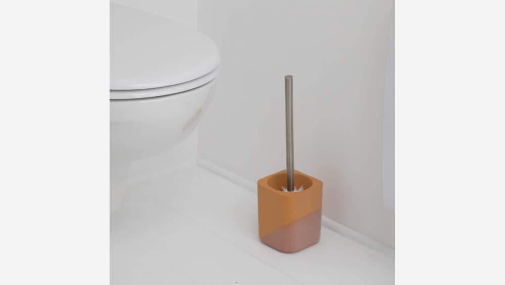 Brosse de toilettes en faïence - Orange et rose