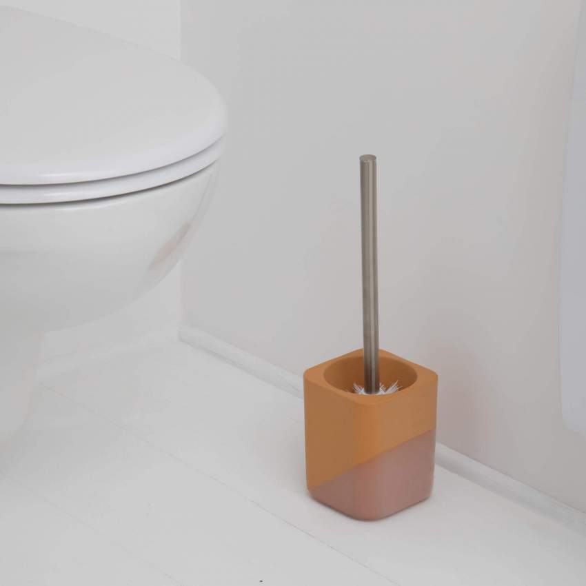 Brosse de toilettes en faïence - Orange et rose