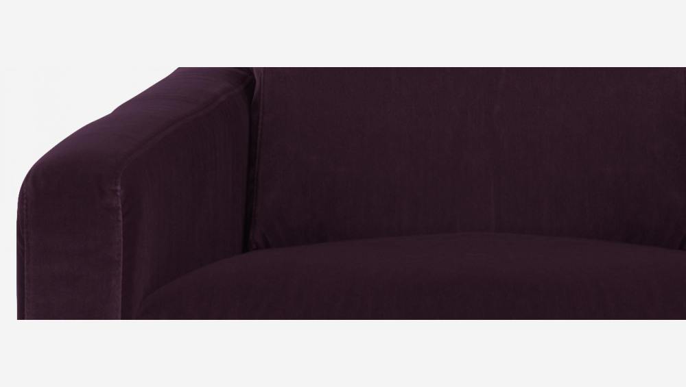 Fauteuil en velours - Violet - Pieds chêne