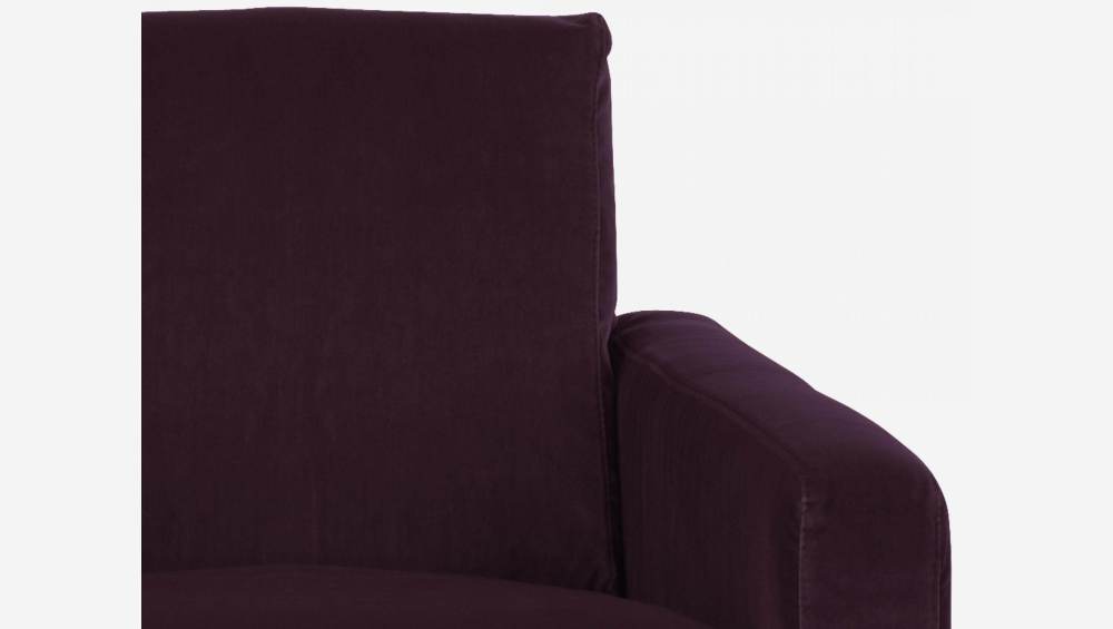 Fauteuil en velours - Violet - Pieds chêne