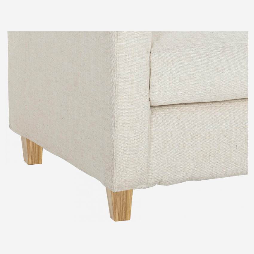 Canapé compact en tissu italien - Beige - Pieds chêne