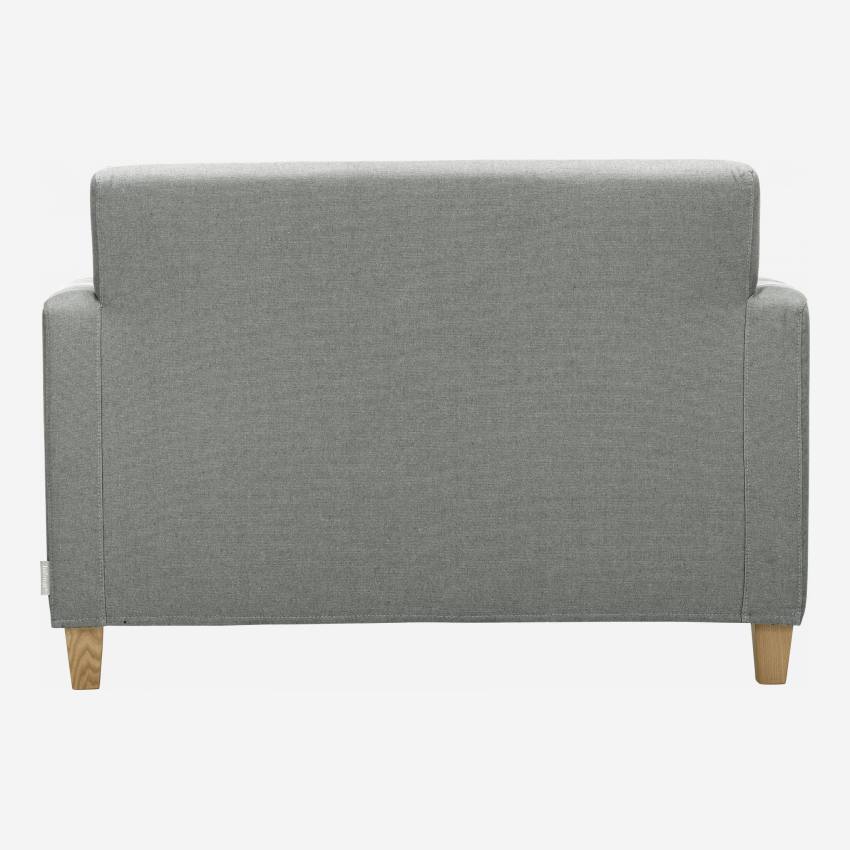 Canapé compact en tissu italien - Gris perle - Pieds chêne