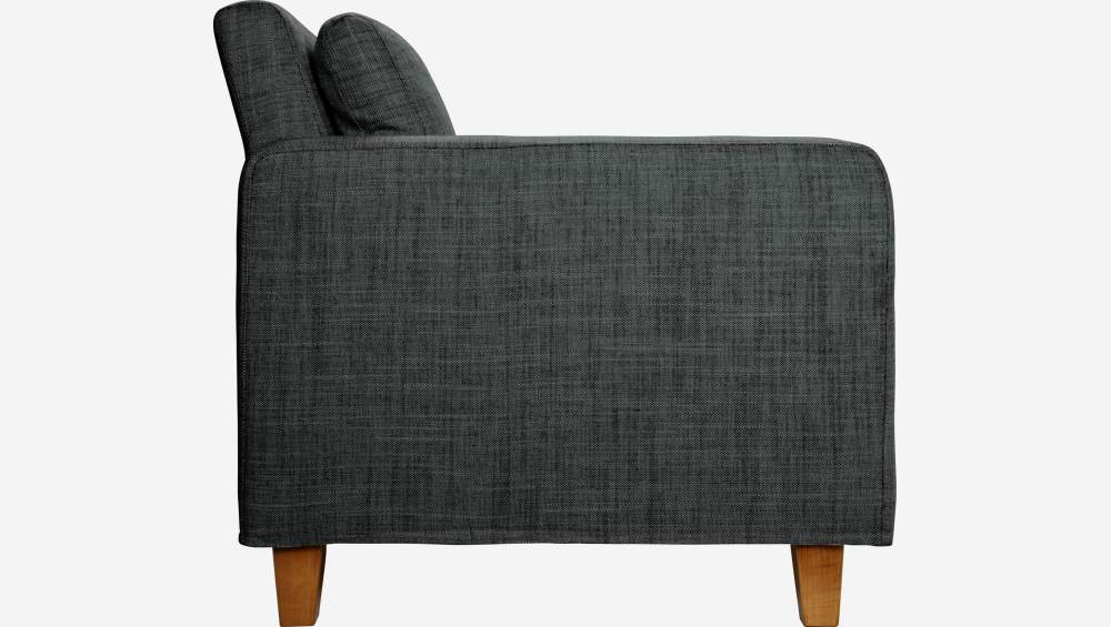 Fauteuil en tissu italien - Gris anthracite - Pieds chêne