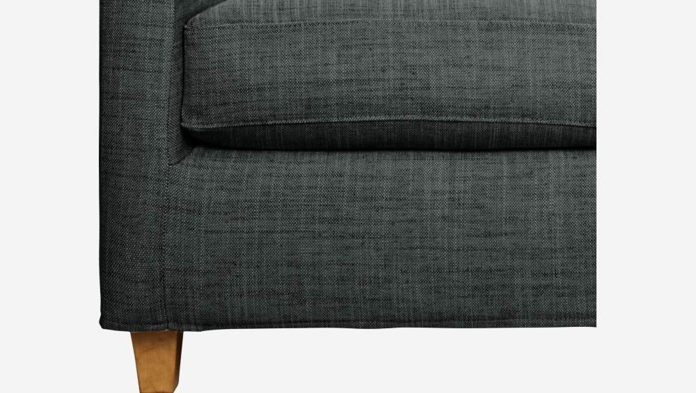 Fauteuil en tissu italien - Gris anthracite - Pieds chêne