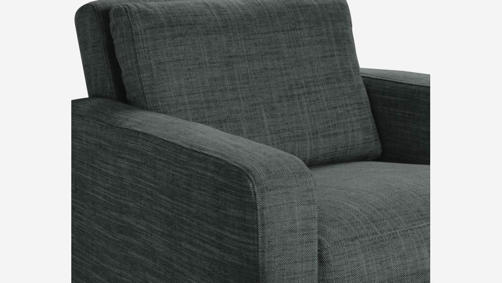 Fauteuil en tissu italien - Gris anthracite - Pieds chêne