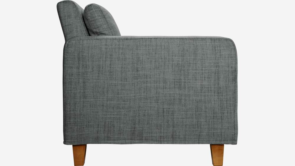 Fauteuil en tissu italien - Gris - Pieds chêne