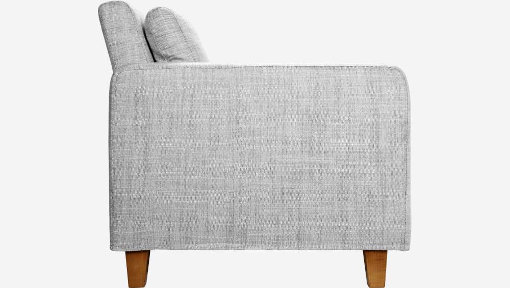 Fauteuil en tissu italien - Gris clair - Pieds chêne